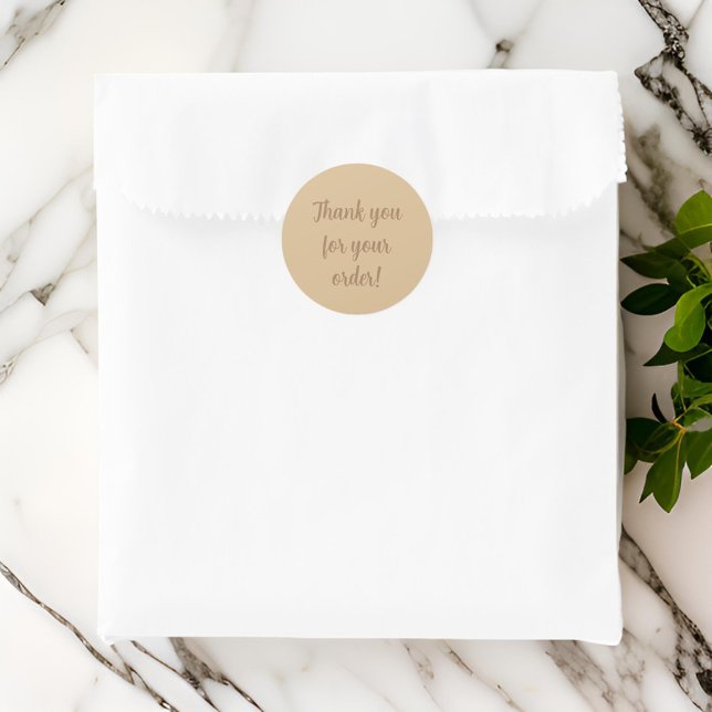 Adesivo Redondo Simples e elegante marrom Obrigado (Criador carregado)