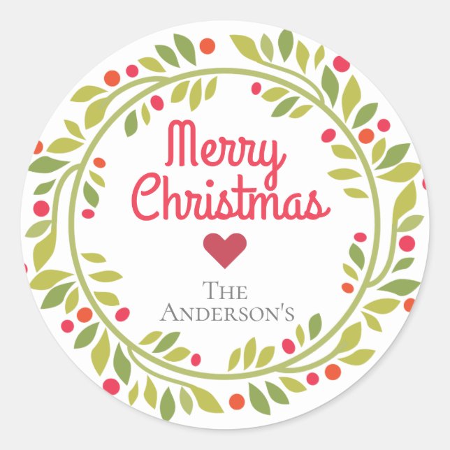 Adesivo Redondo Simples e Moderna Fera de Natal Personalizada (Frente)