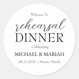 Adesivo Redondo Simples Elegante A Noite Antes do Jantar de Ensaio