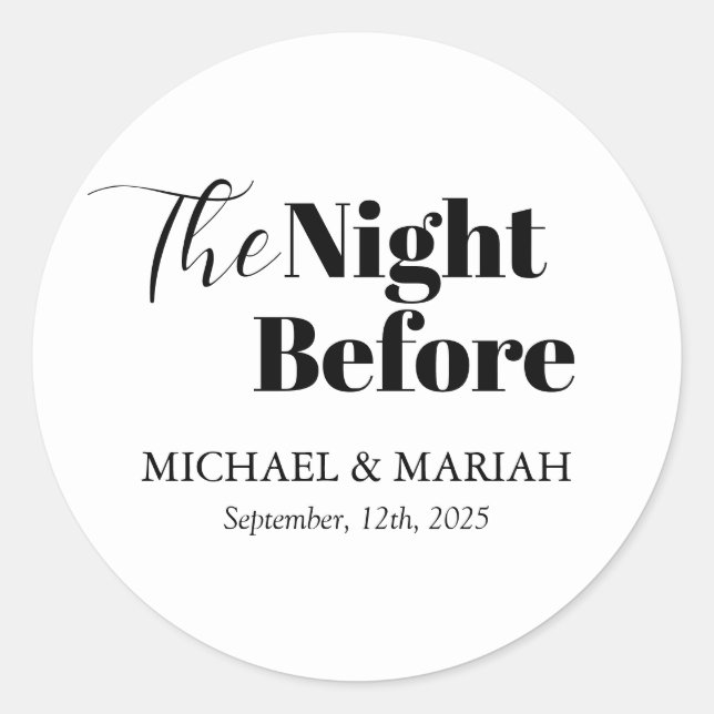 Adesivo Redondo Simples Elegante A Noite Antes do Jantar de Rehear (Frente)