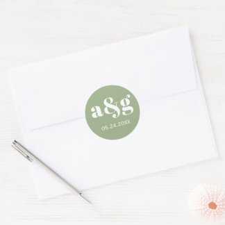 Adesivo Redondo Simples, elegante casamento verde de sábio