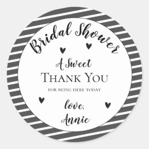 Adesivo Redondo Simples Elegante Chá de panela Branco Negro Obriga