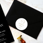 Adesivo Redondo Simples elegante da crista de casamentos<br><div class="desc">Mala de cabra botânica simples e elegante autocolantes de casamento noiva e noiva e nomes de noivos enrolados de casamento</div>