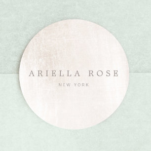 Adesivo Redondo Simples Elegante Esmagado Brancos de Mármore Prof