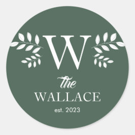 Adesivo Redondo Simples Elegante Família Natal Monograma