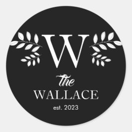 Adesivo Redondo Simples Elegante Família Natal Monograma