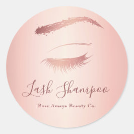 Adesivo Redondo Simples Elegante Lash Shampoo Rosa