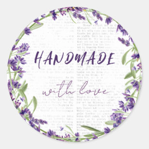Adesivo Redondo Simples Elegante Lavander Frame Feita à Mão com Am