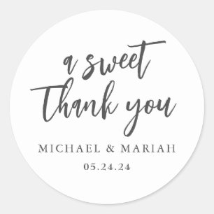 Adesivo Redondo Simples Elegante Obrigado Favor De Casamento