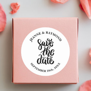 Adesivo Redondo Simples Elegante Rascunho Save The Date Boho Casam
