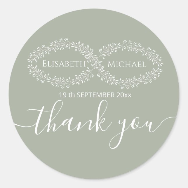 Adesivo Redondo Simples elegante romântico do sábio infinito (Frente)