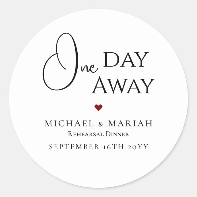 Adesivo Redondo Simples Elegante Um Dia De Janta De Ensaio (Frente)