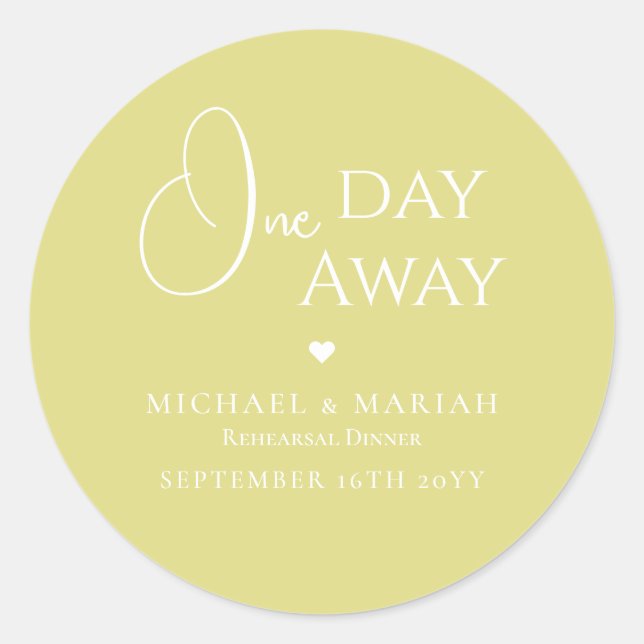 Adesivo Redondo Simples Elegante Um Dia De Janta De Ensaio (Frente)