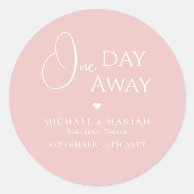 Adesivo Redondo Simples Elegante Um Dia De Janta De Ensaio (Frente)