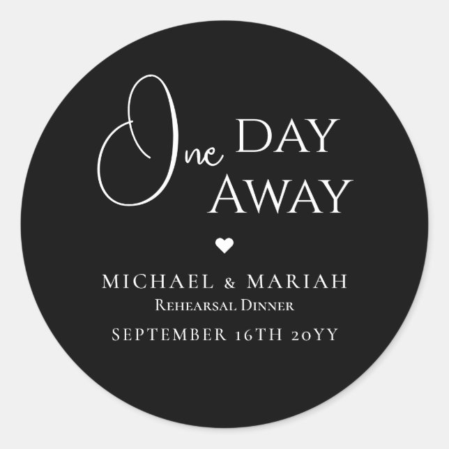 Adesivo Redondo Simples Elegante Um Dia De Janta De Ensaio (Frente)