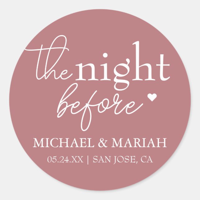 Adesivo Redondo Simples Elegantes Jantar da Véspera do Ensaio (Frente)