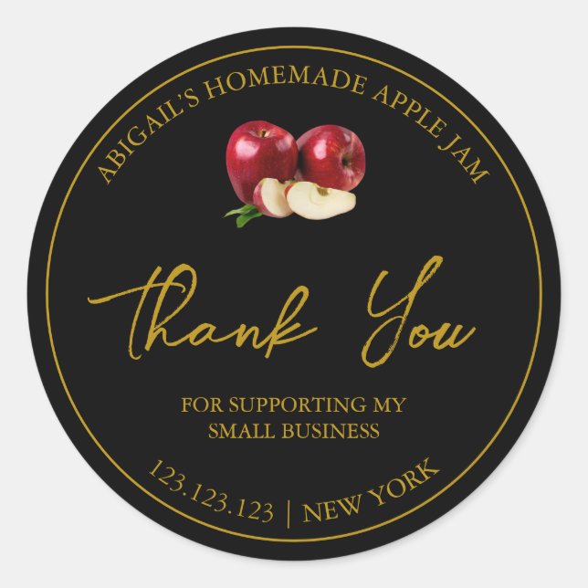 Adesivo Redondo Simples Emperramento de Apple Homemade Obrigado Ró (Frente)