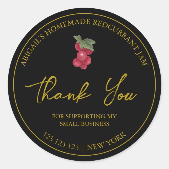 Adesivo Redondo Simples Emperramento de groselha Redundante em Cas (Frente)