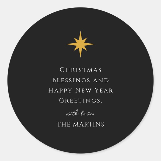 Adesivo Redondo Simples Estrela de Natal Personalizada Religiosa (Frente)