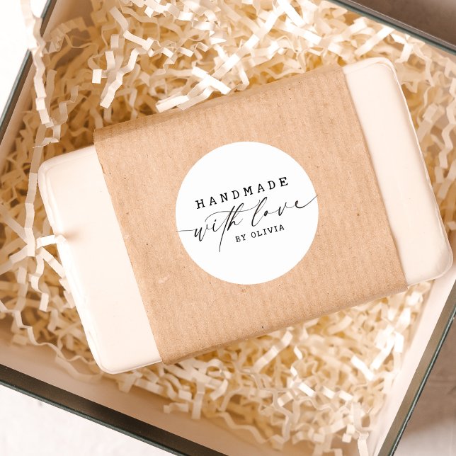 Adesivo Redondo Simples fabricado à mão com o Love Script Business (Criador carregado)