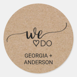 Adesivo Redondo Simples Faux Kraft Fazemos Casamento De Envelope