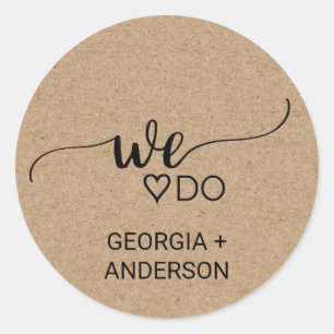 Adesivo Redondo Simples Faux Kraft Fazemos Casamento De Envelope