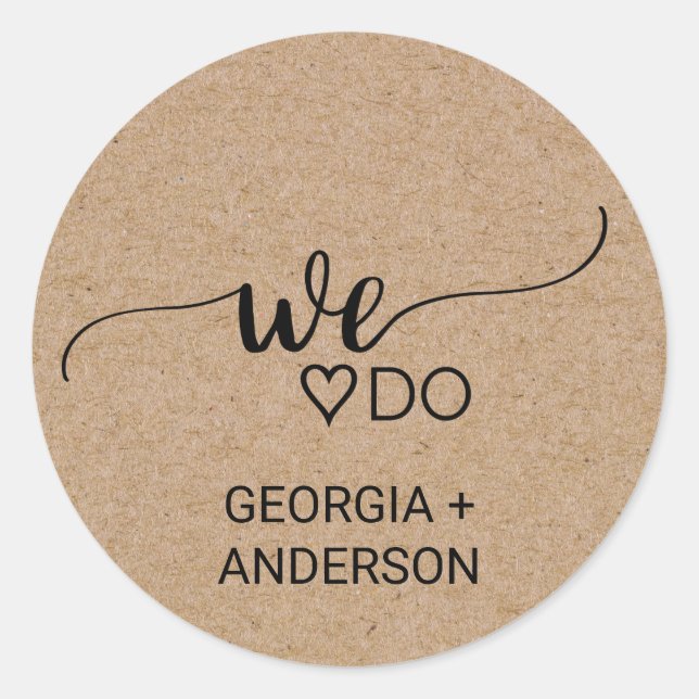 Adesivo Redondo Simples Faux Kraft Fazemos Casamento De Envelope (Frente)