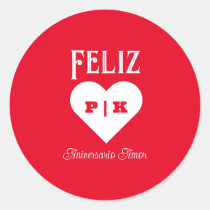 Adesivo Redondo Simples Feliz Aniversário Branco Espanhol