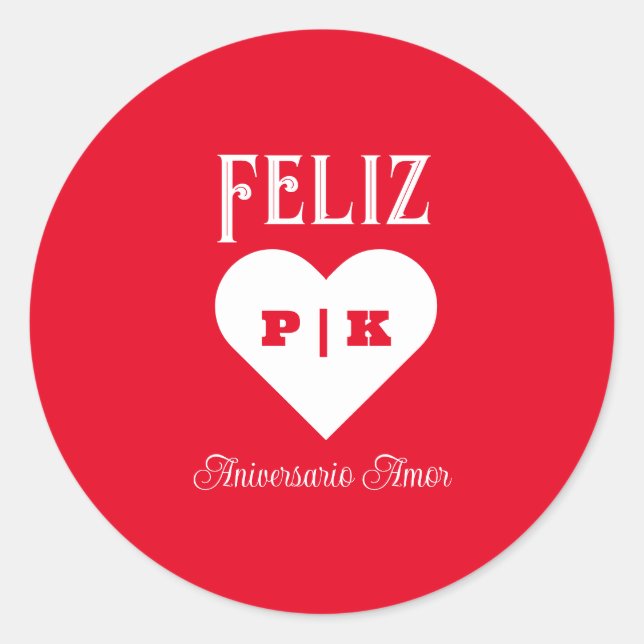 Adesivo Redondo Simples Feliz Aniversário Branco Espanhol (Frente)