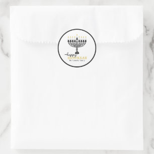 Adesivo Redondo Simples FELIZ HANNUKAH Menorah