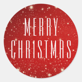 Adesivo Redondo Simples FELIZ NATAL Vermelho Branco