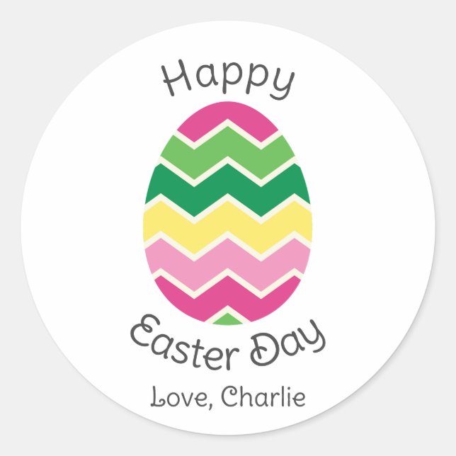 Adesivo Redondo simples Felz pascoa de Caligrafia Moderna para ami (Frente)