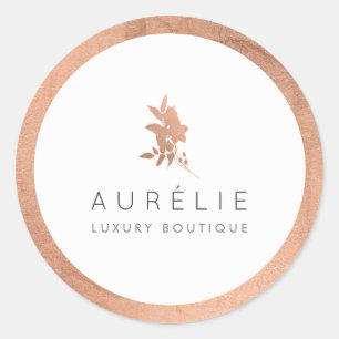 Adesivo Redondo Simples Floral Luxo em Rose Gold Butique