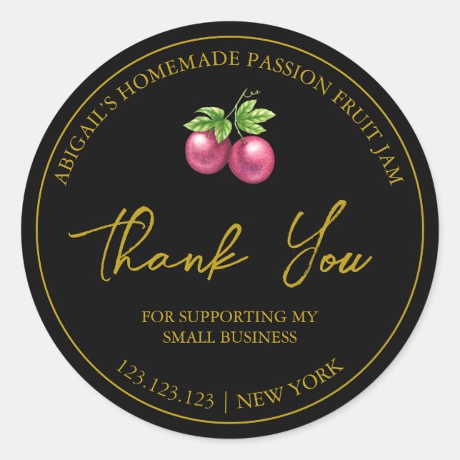 Adesivo Redondo Simples Fruta de Paixão Homemade Emperramento Obri (Frente)