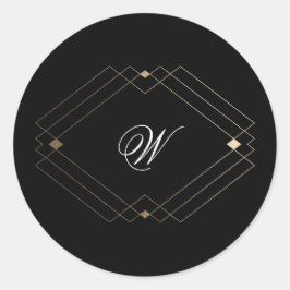 Adesivo Redondo Simples Geométrico Moderno Preto Dourado Casamento