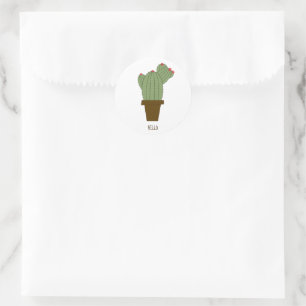 Adesivo Redondo Simples Green Hello Cactus