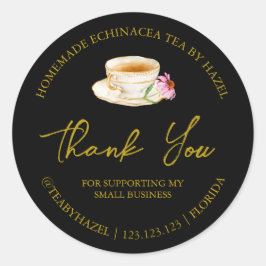Adesivo Redondo Simples Homemade Echinacea Chá Obrigado Rótulo