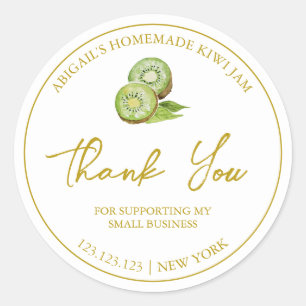 Adesivo Redondo Simples homemade Kiwi Obrigado Rótulo