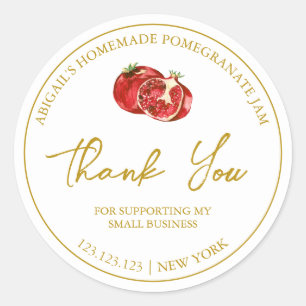 Adesivo Redondo Simples Homemade Pomegranato Emperramento Obrigado