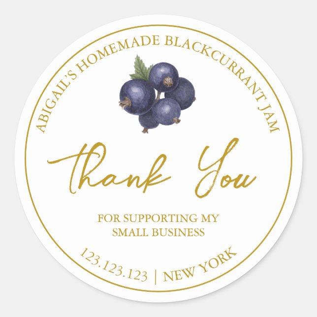 Adesivo Redondo Simples Jam De Groselha Negra Homemada Obrigado Ró (Frente)