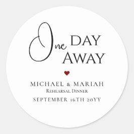 Adesivo Redondo Simples Jantar de Ensaios Elegantes a Um Dia de Di