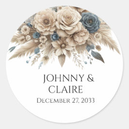 Adesivo Redondo Simples Moderno Elegante Grama Pampas Minimalista