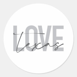 Adesivo Redondo Simples, moderno, urbano, legal design Love Texas