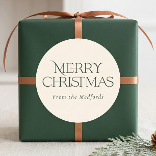 Adesivo Redondo Simples Na moda Feliz Natal Costa do Marfim verd