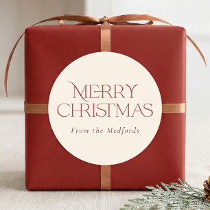 Adesivo Redondo Simples Na moda Feliz Natal Costa do Marfim verm