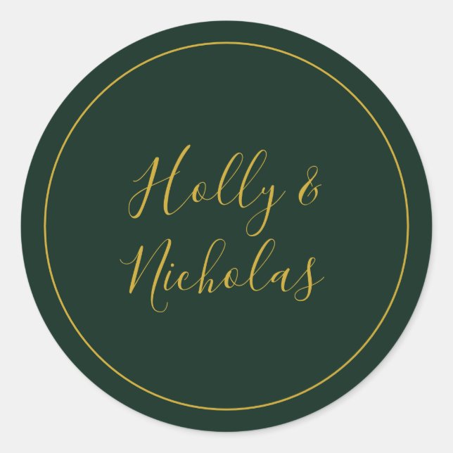 Adesivo Redondo Simples Natal Elegante | Vedantes de envelope verd (Frente)