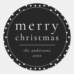 Adesivo Redondo Simples Natal preto e branco moderno