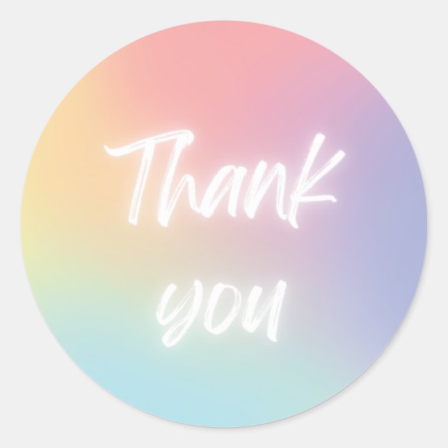 Adesivo Redondo Simples Neon 'Obrigado' Sticker (Frente)