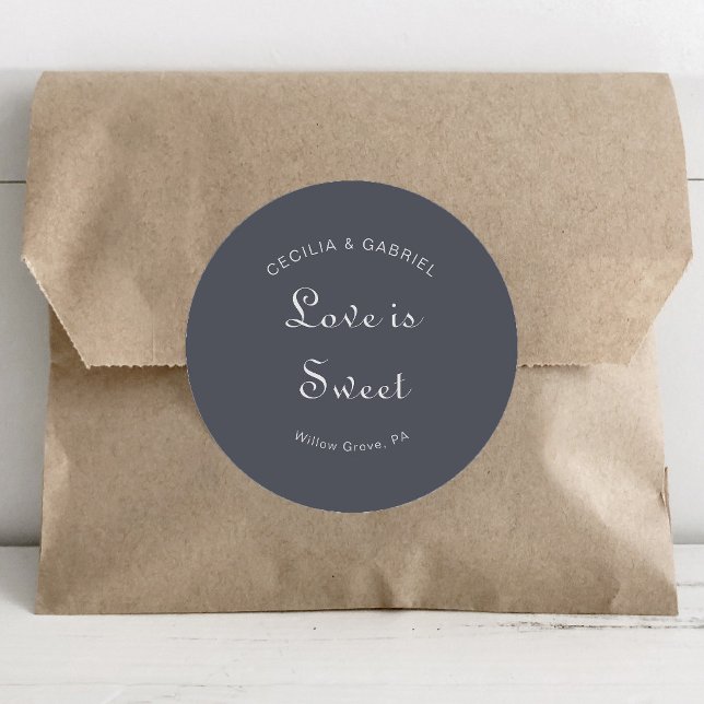 Adesivo Redondo Simples Noite Boho Wedding Love é doce (Criador carregado)