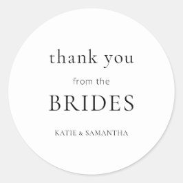 Adesivo Redondo Simples obrigado do casamento lésbico das noivas